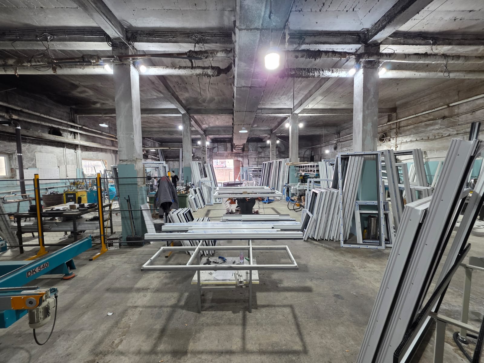 Main workshop production area with PVC window and door frames